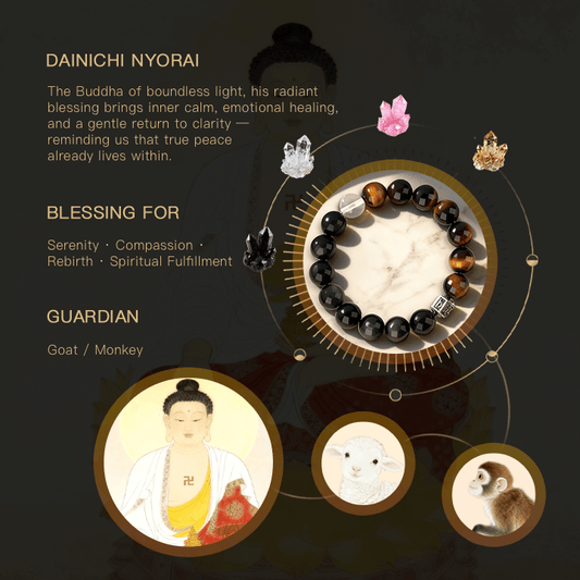 Dainichi Nyorai Supreme Insight Tiger Eye Bracelet