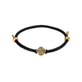 Load image into Gallery viewer, Akashagarbha Courage & Wisdom Black-Gold Leather Bracelet
